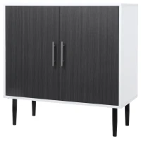 HOMCOM Sideboard Buffet Cabinet, Kitchen Storage Cabinet with Double Door Cupboards, Adjustable Shelf and Steel Legs, Gray(m-11)