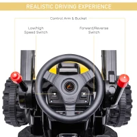 Aosom 6V Kids Rechargeable Battery Powered Truck with Adjustable Bucket, High/Low Speed Realistic Sound, Yellow(m-6)