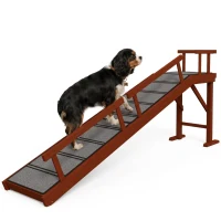 PawHut Wooden Dog Ramp with Removable Guardrails, Non-Slip Surface, 73" Long, Brown(m-13)