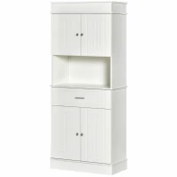 HOMCOM Freestanding Pantry Cabinet, 72" Kitchen Buffet with Utility Drawer, 2 Door Cabinets, White Wood Grain(m-11)