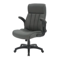 Leather Executive Chair with Ergonomic Curved Back, Versatile Desk Chair for Study Rooms, Conference Rooms, 28.5" L x 28" W x 44.5" H, Gray(m-9)