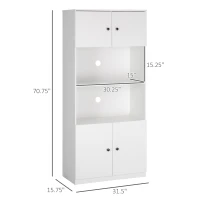 HOMCOM 71" Kitchen Buffet with Hutch, Pantry Storage Cabinet with Shelves and Microwave Countertop, White(m-3)