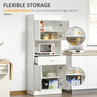 HOMCOM Freestanding Pantry Cabinet, 72" Kitchen Buffet with Utility Drawer, 2 Door Cabinets, White Wood Grain(m-5)