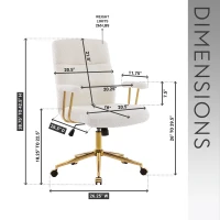 Chic Boucle Office Chair with Foam-Padded Back and Seat, Height-Adjustable Desk Chair for Studies Offices, 26" L x 26.5" W x 42.5" H, White(m-3)