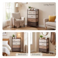 HOMCOM 5-Drawer Fabric Dresser Tower, 4-Tier Storage Organizer with Steel Frame for Hallway, Bedroom, and Closet, Maple Wood(m-8)