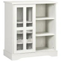 HOMCOM Sideboard Buffet Kitchen Buffet Cabinet with Wine Racks Sliding Glass Door Storage Shelves for Living Room White(m-1)
