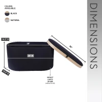 Multi-Functional Storage Ottoman with Reversible Tray Top, Versatile Seat for Living Rooms, 30" L x 15.5" W x 16.5" H, Black(m-3)