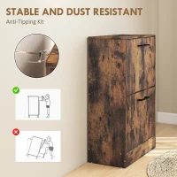 HOMCOM Shoe Cabinet 2 Flip Drawers Narrow Shoe Storage Unit Adjustable Dividers Entryway Hallway Rustic Brown(m-6)