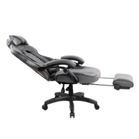 Comforting Executive Chair with Extending Footrest and Headrest Pillow, Ergonomic Office Chair for Gaming Rooms, 28″ L x 27″ W x 48.5″ H, Gray(m-12)