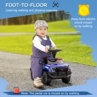 Aosom Kids Push Ride On Car with Working PA System and Horn, Police Truck Style  Foot-to-Floor Sliding Car for Boys and Girls with Under-Seat Storage, for 18 Months to 5 Years Old, Blue(m-5)
