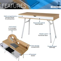 Modern Computer Desk with Accessory-Storage Compartment, Ideal Laptop Table for Bedrooms and Study Rooms, 45" L x 21.5" W x 30" H, Brown(m-4)