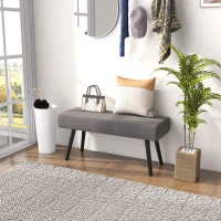 HOMCOM 39 Inches Upholstered Bedroom Bench, Modern End of Bed Bench with Steel Legs, Gray(m-10)