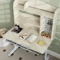Qaba Kids Desk Height Adjustable with Tilted Desktop, Storage, Drawer, Pegboard, for 3-12 Years(m-9)