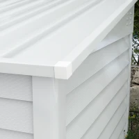 Outsunny 4.6' x 9' Steel Outdoor Storage Shed, Lean to Shed with Foundation Kit, Lockable Doors, Gloves and 2 Vents, White(m-12)