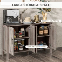 HOMCOM Sideboard Buffet with 4 Barn Doors and 2 Adjustable Shelves, Kitchen Buffet Cabinet for Living Room, Hallway, Gray(m-4)