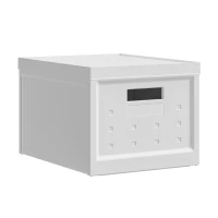 Stackable Storage Boxes with Secure Lids and Built-In Handles, Foldable Containers for Home or Office Organization, 13" L x 16" W x 10.5" H, White(m-2)