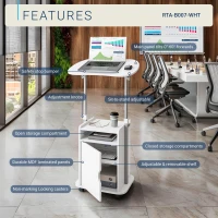 Practical Laptop Cart with Adjustable Tilting Panel, Mobile Workstation for Home Offices, Classrooms, or Bedside, 23.5″ L x 15.5″ W x 31.5″ H, White(m-4)
