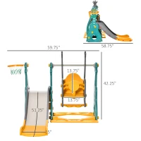 Qaba 4 in 1 Toddler Swing and Slide Set, Kids Slide for Aged 1.5-3 with Climber, Ultra-Safety, Basketball Hoop(m-3)