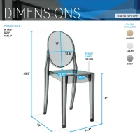 Set of 4 Ghost Chairs with Durable Acrylic Construction, Ideal Event Chairs for Formal Events and Casual Gatherings, 14.5" L x 20" W x 35.5" H, Gray(m-3)