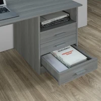 Classic Computer Desk with 3 Drawers and Side Shelf, Modern Contoured Workstation Table for Home Office Studio, 51" L x 23.5" W x 29.5" H, WengeGrey(m-8)