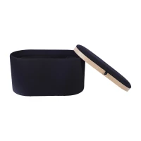 Multi-Functional Storage Ottoman with Reversible Tray Top, Versatile Seat for Living Rooms, 30" L x 15.5" W x 16.5" H, Black(m-2)