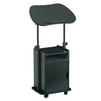 Practical Laptop Cart with Adjustable Tilting Panel, Mobile Workstation for Home Offices, Classrooms, or Bedside, 23.5″ L x 15.5″ W x 31.5″ H, Black(m-10)