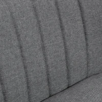 HOMCOM Modern 2 Seater Sofa, Upholstered Two Seater Couch with Rubber Wood Legs, Grey(m-9)