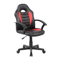 Sporty Gaming Chair with Pneumatic Height Adjustment and Non-Marking Casters, Perfect Racer-Style Chair for Kids, 21" L x 22" W x 35" H, Red(m-6)