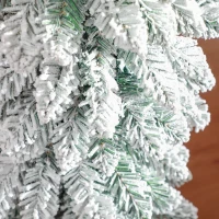HOMCOM 5' Tall Unlit Slim Pencil Xmas Tree, Snow-Flocked Artificial Christmas Tree with Realistic Branches and 301 Tips, Green(m-8)