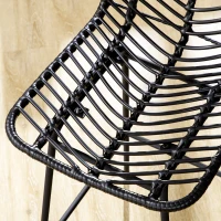 HOMCOM Set of 2 Rattan Barstools Wicker Counter Stools with Steel Legs and Footrest for Dining Room Kitchen Pub Black(m-8)