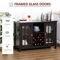 HOMCOM Sideboard, Glass Door Serving Buffet Cabinet, Liquor Cabinet with Adjustable Shelves, 12 Bottle Wine Rack for Living Room, Kitchen, Espresso(m-15)