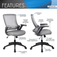 Cozy Task Chair with Breathable Mesh Back and TechniFlex Upholstered Seat, Ergonomic Office Chair for Offices, 25" L x 25" W x 34" H, Gray(m-4)