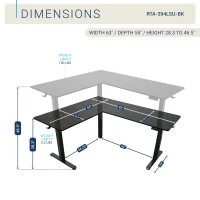 Sleek L-Shaped Standing Desk with 3 Memory Presets and Hooks, Height Adjustable Electric Computer Desk for Home Office, 63'' L x 55'' W x 28'' H, Black(m-3)