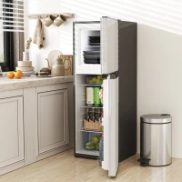 HOMCOM 4.6 Cu.Ft Mini Fridge with Freezer, 2-Door Small Refrigerator with Thermostat, Shelves, Reversible Door, Silver(m-9)
