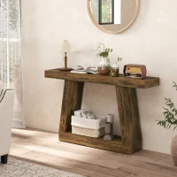 HOMCOM 55" Farmhouse Console Table, 2-Tier Entryway Table with Storage for Hallway, Living Room, Behind Couch, Rustic Brown(m-9)