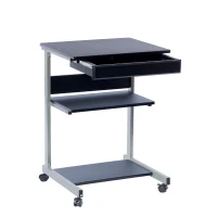 Heavy-Duty Laptop Cart with Single Drawer and Open Shelf, Compact Rolling Laptop Desk for Dorms or Homes, 21.5" L x 20.5" W x 30" H, Black(m-8)