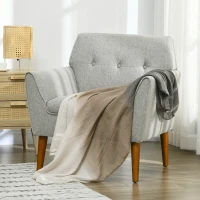 HOMCOM Traditional Accent Chair, Button Tufted Armchair with Wood Legs for Living Room, Bedroom, Light Gray(m-10)