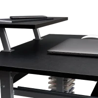 Compact Computer Cart with Adjustable Shelf and Slide-Out Keyboard, Space-Saving Desk for Dorms, 28.5" L x 20.5" W x 35.5" H, Black(m-11)