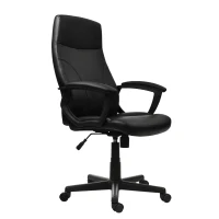 Cozy Office Chair with Flip-Up Arms and TechniFlex Upholstery, Flexible Racer Seat with Locking Tilt Control, 24.5″ L x 27.5″ W x 41″ H, Black(m-7)