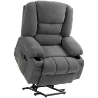 HOMCOM Power Lift Chair, Electric Recliner Chair with Vibration Massage, Heat, Side Pockets, Quick Assembly, Charcoal Gray(m-11)