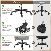 HOMCOM Ergonomic Office Chair with Inflatable Adjustable Lumbar Support, 400 Lbs Heavy Duty High Back Desk Chair, Light Gray(m-6)