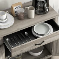 HOMCOM Farmhouse Sideboard Cabinet with Barn Doors Kitchen Buffet Cabinet with Drawer and Adjustable Shelf Gray Wash(m-9)