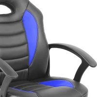 Sporty Gaming Chair with Pneumatic Height Adjustment and Non-Marking Casters, Perfect Racer-Style Chair for Kids, 21" L x 22" W x 35" H, Blue(m-5)