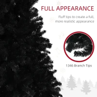 HOMCOM 7.5ft Unlit Artificial Black Christmas Tree, Holiday Decor with 1346 Branch Tips, Auto Open and Steel Base(m-5)
