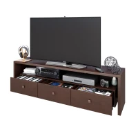 Elegant Hickory TV Stand with 3 Drawers and Cable Management, Modern Media Entertainment Console for Living Room, 70.5" L x 15" W x 20" H, Brown(m-9)