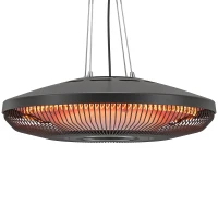 Outsunny Electric Hanging Patio Heater with LED Light, 750/1500 W IP65 Ceiling Mounted Infrared Outdoor Heater, Black(m-1)