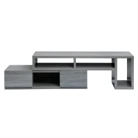 Modern Asymmetrical TV Stand with Expandable Sliding Frame, Adjustable Media Storage Cabinet for Living Room, 53'' L x 15'' W x 18'' H, Gray(m-2)