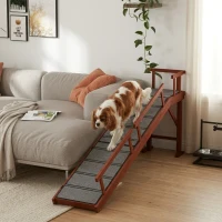 PawHut Wooden Dog Ramp with Removable Guardrails, Non-Slip Surface, 60" Long, Brown(m-2)