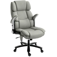 HOMCOM Ergonomic Office Chair with Inflatable Adjustable Lumbar Support, 400 Lbs Heavy Duty High Back Desk Chair, Light Gray(m-1)