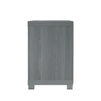 Sleek Durbin TV Stand with Glass Panel Cabinets and Cable Management, Modern Media Sideboard Cabinet for Living Room, 57" L x 15" W x 23" H, Grey(m-11)